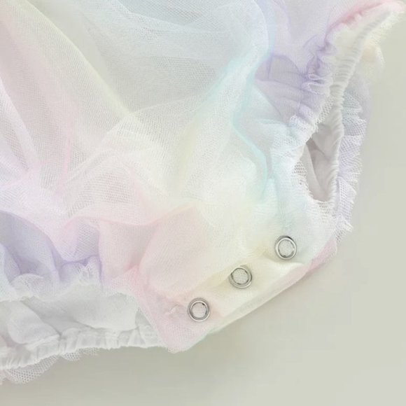 Pastel Rainbow Tulle Romper Clothes Outfit First Birthday Clothes Care Bears - Picture 9 of 12